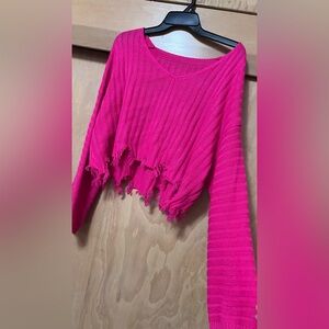 1x Shein cropped hot pink sweater
